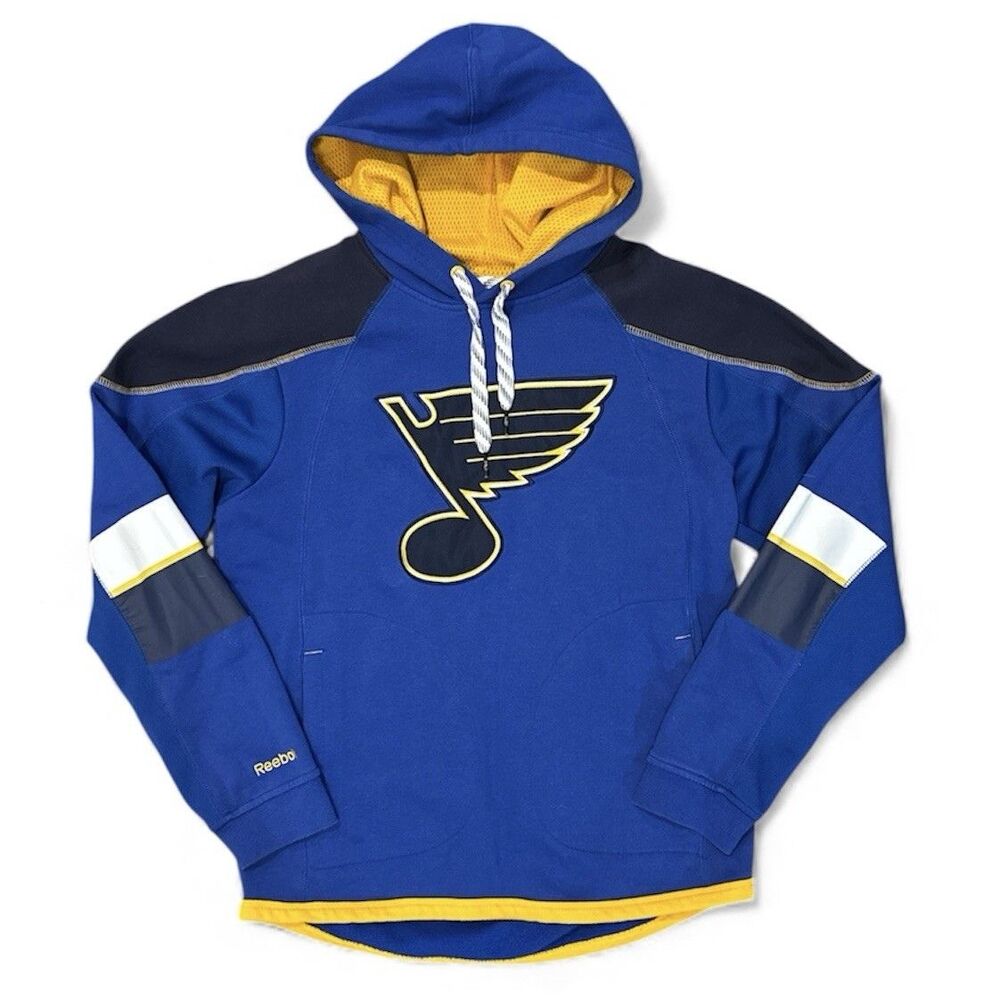Reebok NHL St. Louis Blues Hoodie Men’s Medium Face Off Collection Pullover Blue
